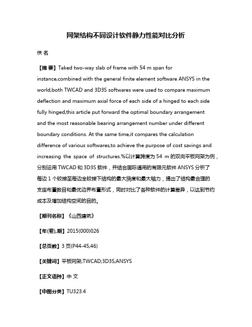 网架结构不同设计软件静力性能对比分析