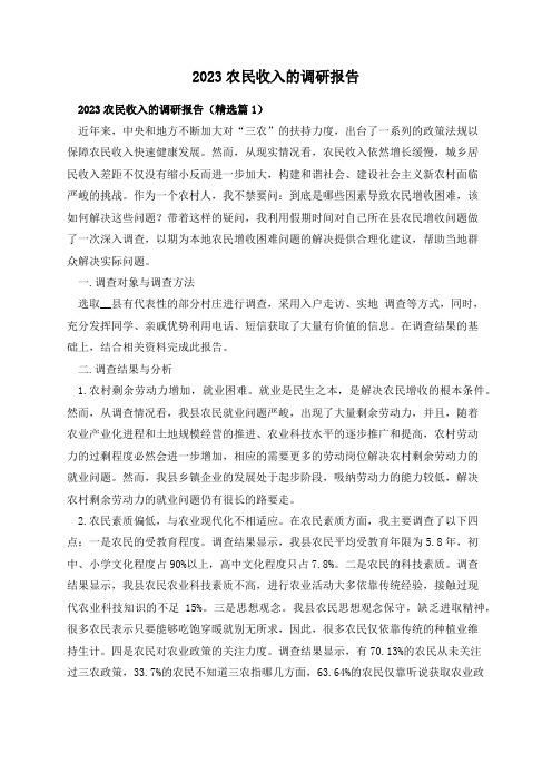 2023农民收入的调研报告