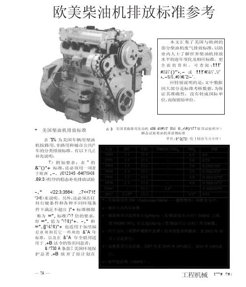 欧美柴油机排放标准参考