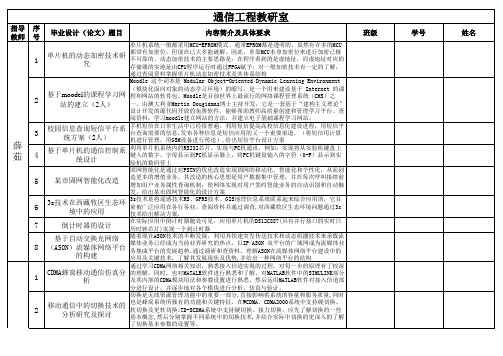 电信与通信专业毕业选题