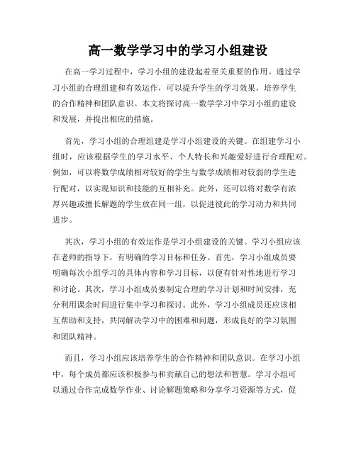 高一数学学习中的学习小组建设