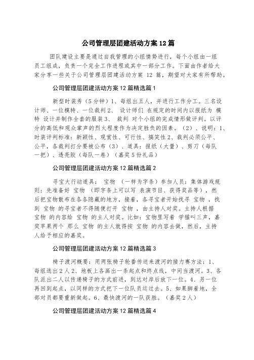 公司管理层团建活动方案12篇