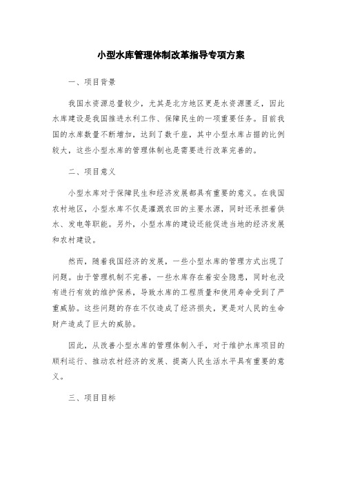 小型水库管理体制改革指导专项方案