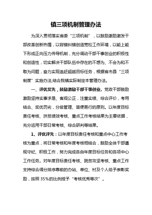 镇三项机制管理方案