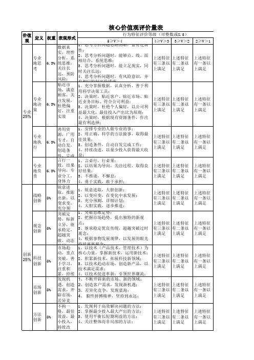 价值观标准及评价量表 (1)