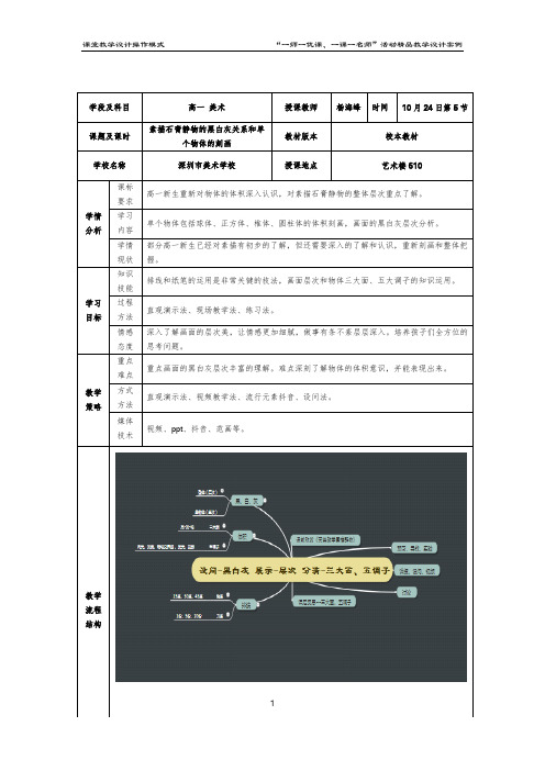 美术《素描石膏静物的黑白灰关系和单个物体的刻画课堂》教学设计