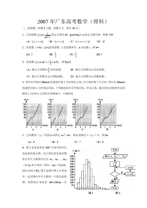 2007年高考理科数学(广东)卷