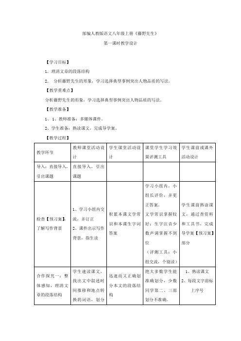 初中语文_藤野先生教学设计学情分析教材分析课后反思