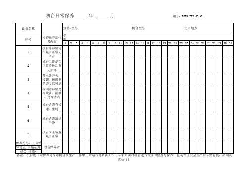 设备日常保养记录表