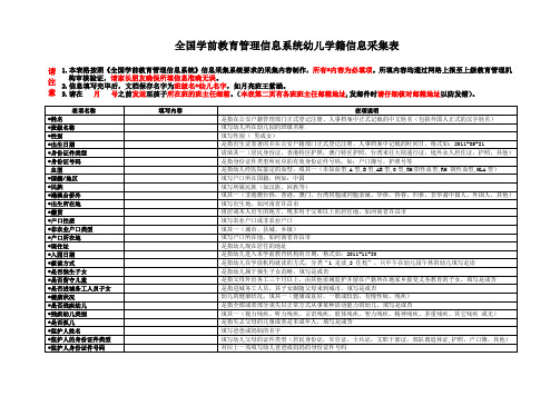 全国学前教育管理信息系统幼儿学籍信息采集表