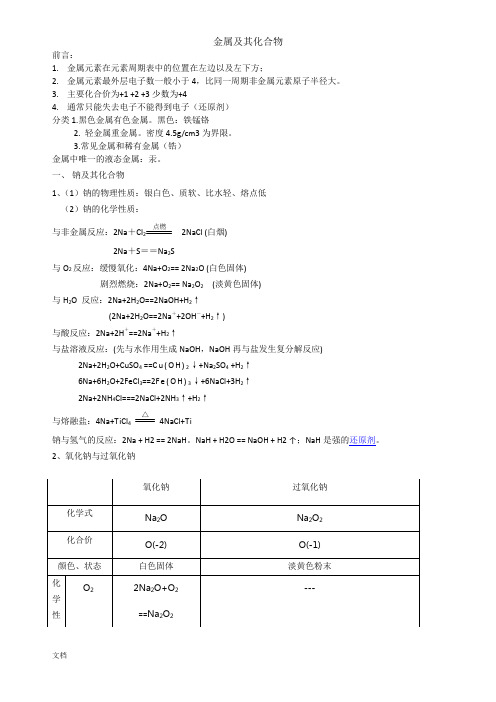 高中化学必修一第三章知识点