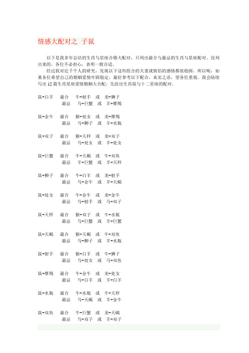 属相星座情感姻缘大合配(国外调查)