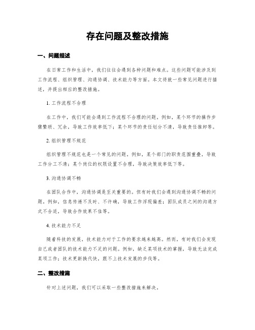 存在问题及整改措施