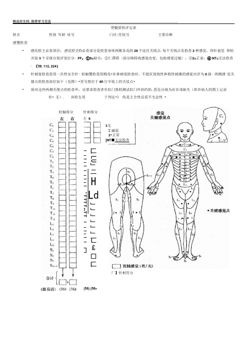 最新脊髓损伤评定表