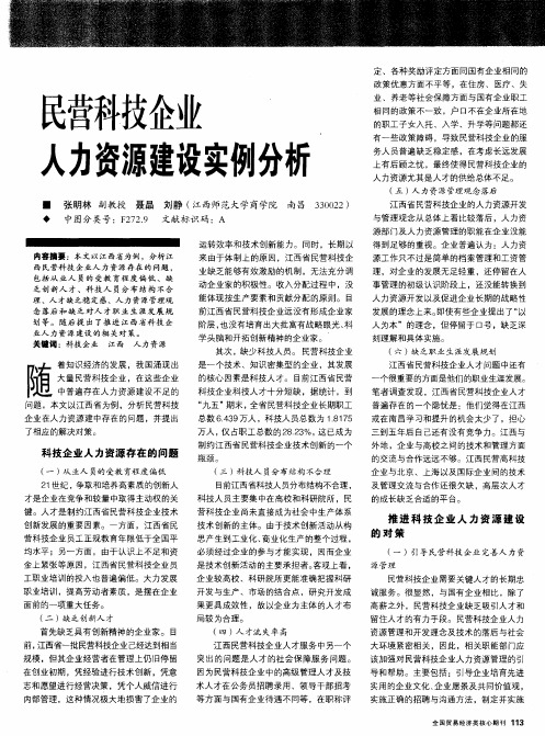 民营科技企业人力资源建设实例分析