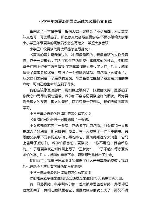 小学三年级夏洛的网读后感怎么写范文5篇