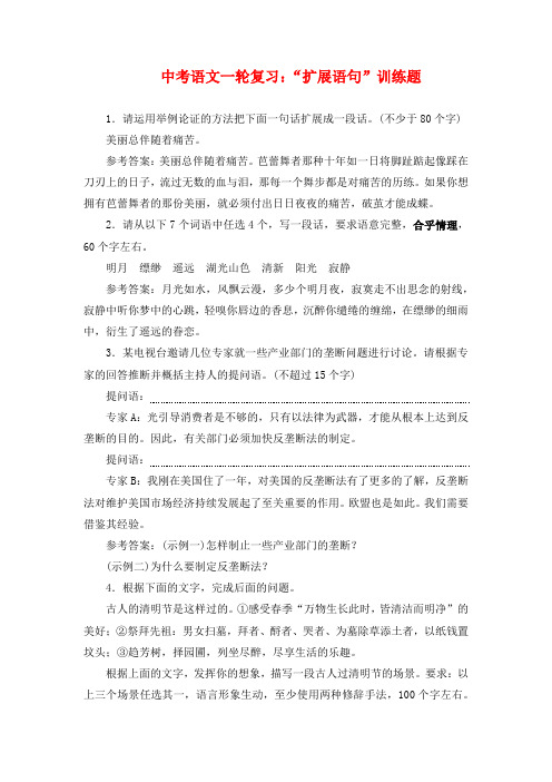 中考语文一轮复习：“扩展语句”训练题