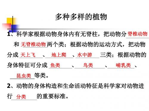 教科版小学科学六年级上册第四单元《种类繁多的动物》课件