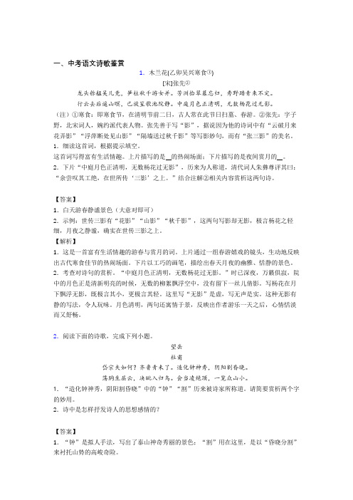 中考语文备考之诗歌鉴赏压轴突破训练∶培优篇附答案解析