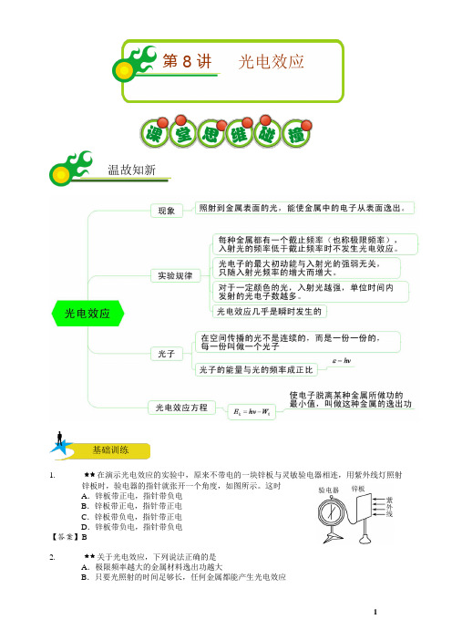 高中物理复习精讲第8讲 光电效应