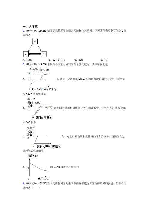 初中化学九年级上册第十一单元《盐 化肥》检测卷(答案解析)