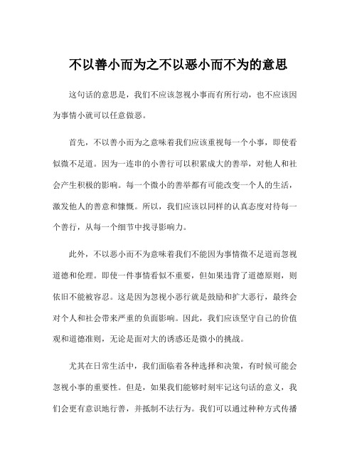 不以善小而为之不以恶小而不为的意思