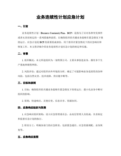 业务连续性计划应急计划