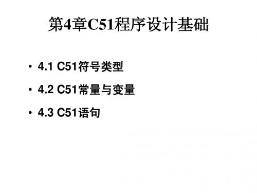 第4章C51程序设计基础