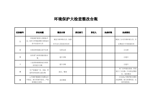 环境保护大检查整改台账