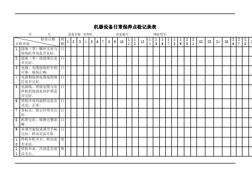 电焊机日常保养点检记录表