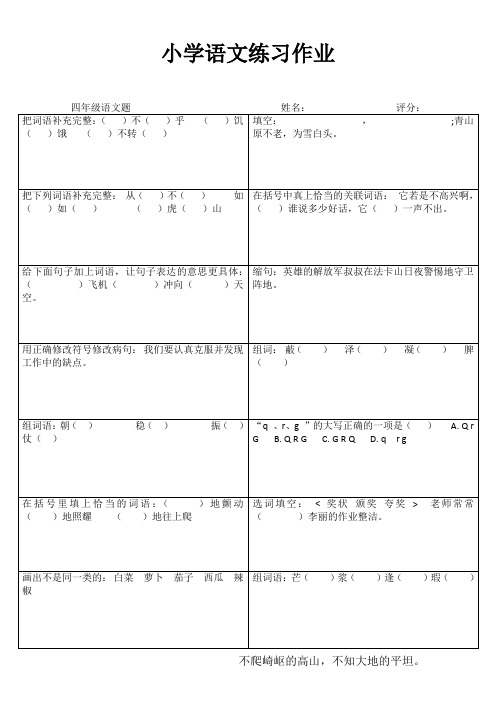 小学四年级语文提优训练II (24)