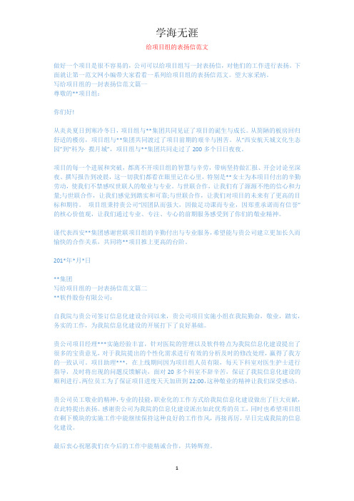 给项目组的表扬信范文.docx