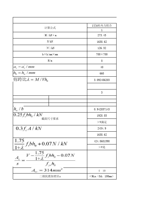 柱抗震斜截面受剪承载力计算