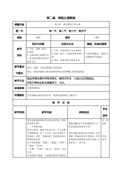 第五章 酒店顾客个性心理