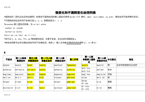 德语不规则动词变化表精编注释版