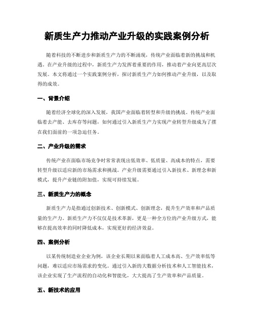 新质生产力推动产业升级的实践案例分析