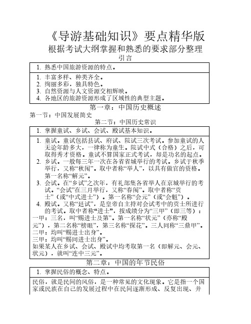 全国导游基础知识要点重点