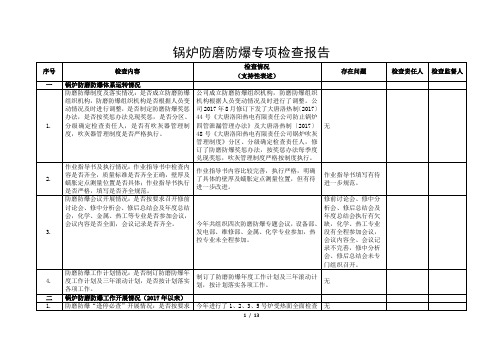 锅炉防磨防爆专项检查报告及整改计划