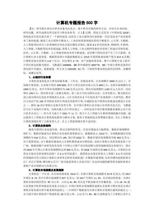 计算机专题报告500字