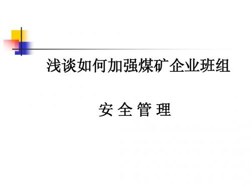 浅谈如何加强煤矿企业班组安全管理