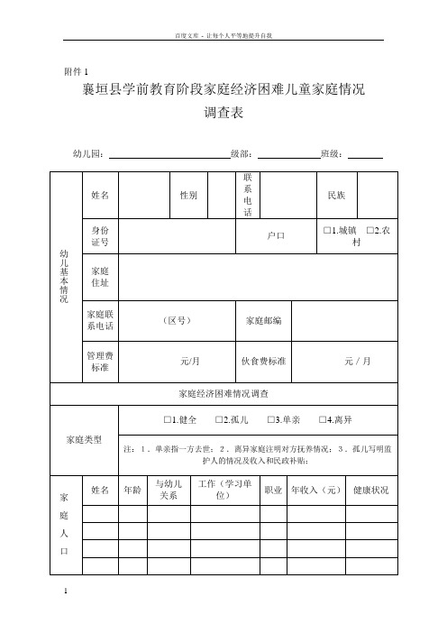 学前教育阶段家庭经济困难儿童家庭情况