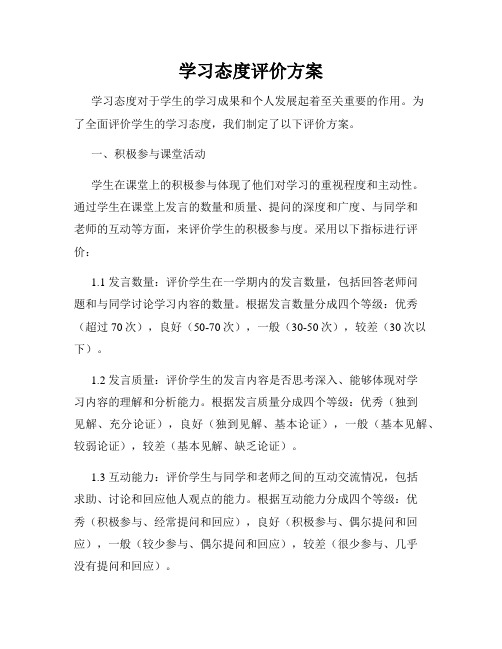 学习态度评价方案