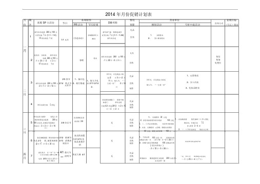 全年促销活动计划表