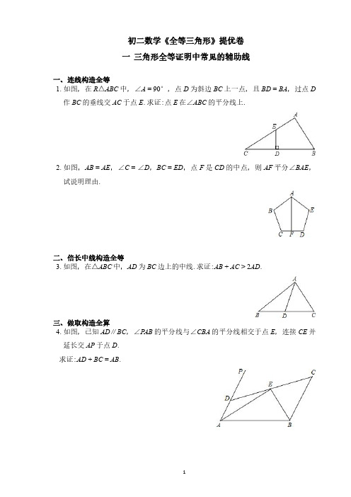 初二数学《全等三角形》提优卷(含解析)