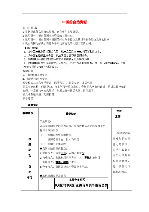 初中地理八上《中国的自然资源》教案_1