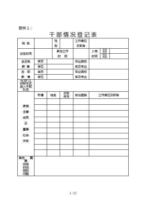 干部人事档案专项审核相关表格及填表说明