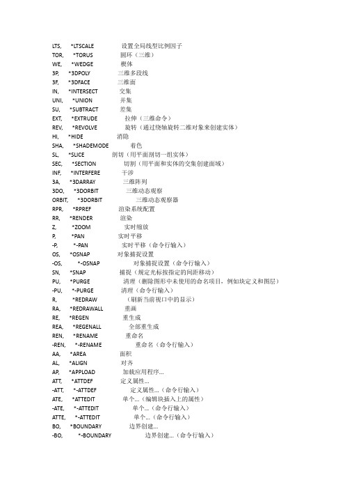 CAD三维命令快捷键