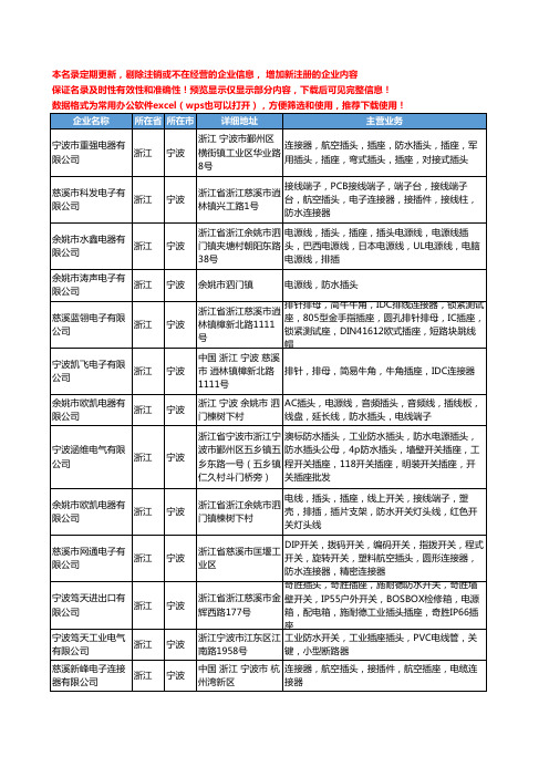 新版浙江省宁波防水插头工商企业公司商家名录名单联系方式大全71家