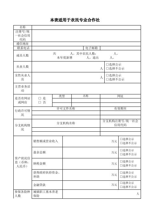 农民专业合作社年度报告表