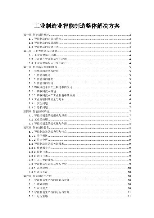 工业制造业智能制造整体解决方案